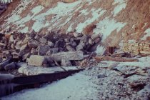 Rubble at base of Bluff Road bluffs